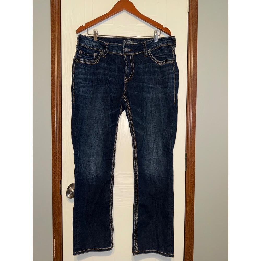 Silver Jeans Co Suki Mid Straight Dark Wash Denim SZ 14/L30 W93413SAI467